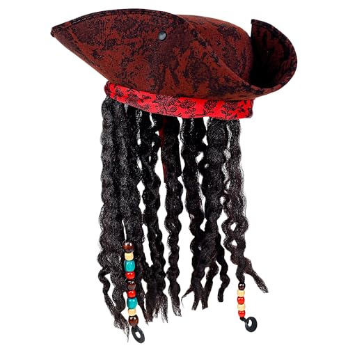 Widmann 01892 - Piraten Dreispitz, mit Bandana und Locken, Seeräuber, Hut, Kopfschmuck, Accessoire, Mottoparty, Karneval von W WIDMANN MILANO Party Fashion