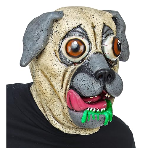 Widmann 03299 - Ganzkopf Maske Bulldogge mit Riesenaugen, Hund, Tiermaske, Karneval, Mottoparty von W WIDMANN MILANO Party Fashion