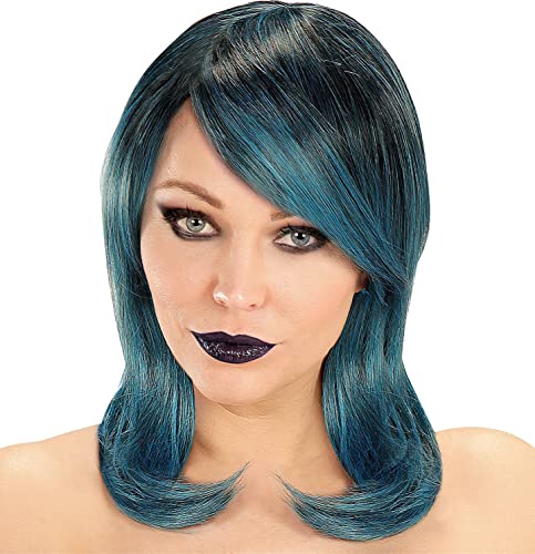 Widmann 06429 - Dream Hair Perücke Megan, schwarz-blau-grün, hohe Qualität, Karneval, Mottoparty von W WIDMANN MILANO Party Fashion