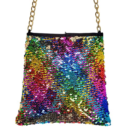 W WIDMANN MILANO Party Fashion 10018 - Tasche Wendepailletten Regenbogen/Gold, Retro, Accessoire, Karneval, Mottoparty von W WIDMANN MILANO Party Fashion