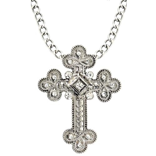 Widmann 17011 - Halskette mit Strasskreuz, Kreuz mit Schmucksteinen, Schmuck, Halsband, Religion, Karneval, Mottoparty von W WIDMANN MILANO Party Fashion