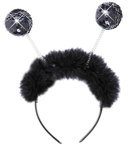 Widmann 1942G - Haarreif mit Paillettenantennen, Schwarz, Accessoire, Haarschmuck, Kopfschmuck, Biene, Disco, Karneval, Fasching, Mottoparty von W WIDMANN MILANO Party Fashion