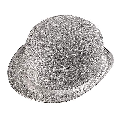 Widmann 2496A - Melonenhut, Silber, aus Filz, Bowler, Silvester, Hut, Kopfschmuck, Accessoire, Mottoparty, Karneval von W WIDMANN MILANO Party Fashion