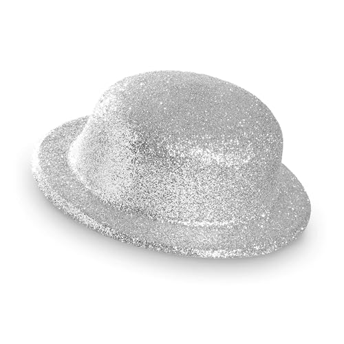 Widmann 28042 - Melone, aus Plastik, Silber, mit Glitter, Kopfbedeckung, Hut, Plastikhut, Kostümzubehör, Karneval von W WIDMANN MILANO Party Fashion