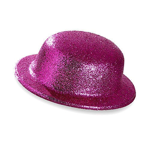 Widmann 28044 - Melone, aus Plastik, Rosa, mit Glitter, Kopfbedeckung, Hut, Plastikhut, Kostümzubehör, Karneval von W WIDMANN MILANO Party Fashion