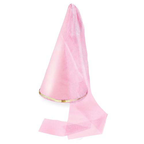 Widmann 34072 - Feenhut für Kinder, aus Satin, mit Schleier, Rosa, Prinzessin, Accessoire, Kopfbedeckung, Mottoparty, Karneval von W WIDMANN MILANO Party Fashion