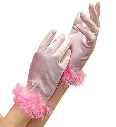 Widmann 34322 - Satin Handschuhe für Kinder, mit Maraboufedern, Pink, Prinzessinnen Kostüm, Accessoire, Mottoparty, Karneval von W WIDMANN MILANO Party Fashion