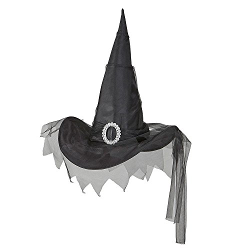 Widmann 51535 - Hexen Hut, mit Tüllverzierung, Schwarz, Kopfbedeckung, Hexe, Spiderella, Accessoire, Halloween von W WIDMANN MILANO Party Fashion