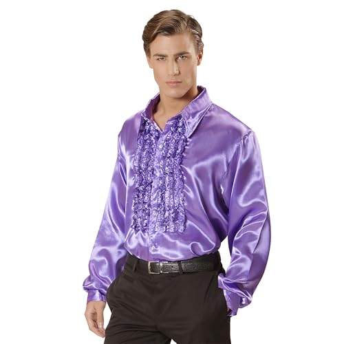 Widmann - 70er Jahre Disco Fashion, Bluse mit Rüschen aus Satin, Disco Hemd, Karneval, Mottoparty von W WIDMANN MILANO Party Fashion