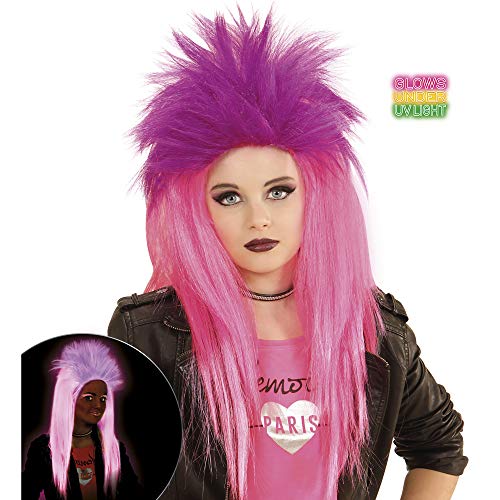 Widmann 74596 - Kinderperücke Punkadelic, neon-rosa und pink, Glamour, Jazz Girl, Karneval, Mottoparty von W WIDMANN MILANO Party Fashion