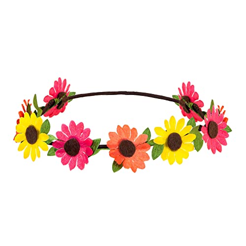 Widmann 75705 - Buntes Blumenstirnband, Mehrfarbig, One Size, Hippie, Blumenkind, Kopfschmuck, Kostüm, Accessoire, Karneval, Mottoparty von W WIDMANN MILANO Party Fashion