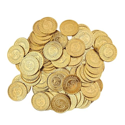 Widmann 86865 - Set 100 Goldene Münzen, Spielgeld, Cowboy, Casino, Araber, Scheich, Schatz, Pirat, Kostümzubehör, Accessoire, Karneval, Mottoparty von W WIDMANN MILANO Party Fashion