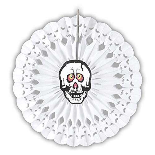 Widmann 95793 - Totenkopf Papierfächer, Ø 50 cm, Hängedekoration, Halloween, Mottoparty von W WIDMANN MILANO Party Fashion