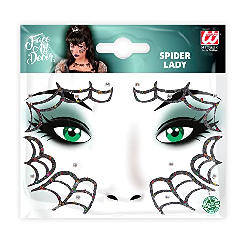 Widmann - Gesicht-Sticker Glitter, Aufkleber für Gesicht und Körper, Glitzer-Sticker, Gesichts Tattoo, Aufkleber, Make-Up, Schminke, Karneval, Halloween, Mottoparty von W WIDMANN MILANO Party Fashion