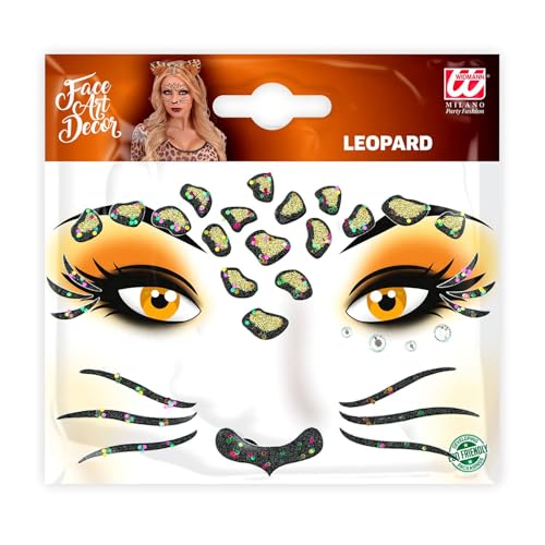 Widmann - Gesicht-Sticker Glitter, Aufkleber für Gesicht und Körper, Glitzer-Sticker, Gesichts Tattoo, Aufkleber, Make-Up, Schminke, Karneval, Halloween, Mottoparty von W WIDMANN MILANO Party Fashion