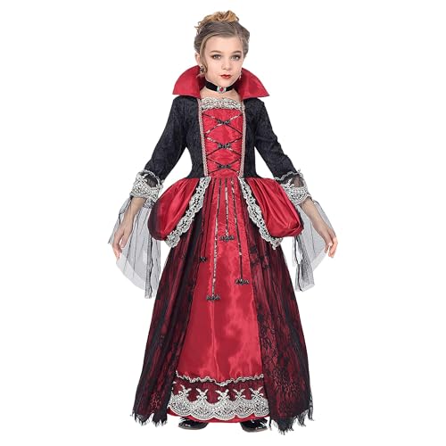 Widmann - Kinderkostüm Vampirin, Kleid mit Unterrock und Reifrock, Halsband mit Stein, Halloween, Karneval, Mottoparty von W WIDMANN MILANO Party Fashion