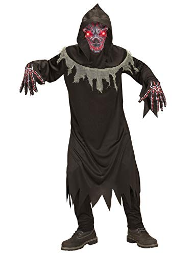 Widmann - Kinderkostüm teuflischer Dämon, Robe, Handschuhe, Maske mit Kapuze und leuchtenden Augen, Halloween, Karneval, Mottoparty von W WIDMANN MILANO Party Fashion