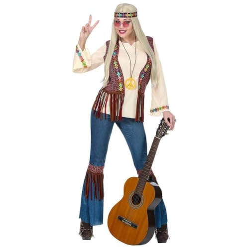 Widmann - Kostüm Hippie Dame, Hemd mit Weste, Hose, Stirnband, Kette, Flower Power, Peace, Mottoparty, Karneval von W WIDMANN MILANO Party Fashion