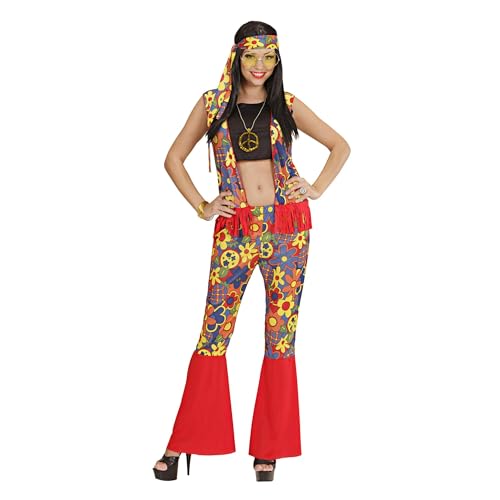 Widmann - Kostüm Hippie Frau, Top, Weste, Hose, Kopftuch, Kette mit Medaillon, Karneval, Mottoparty von W WIDMANN MILANO Party Fashion