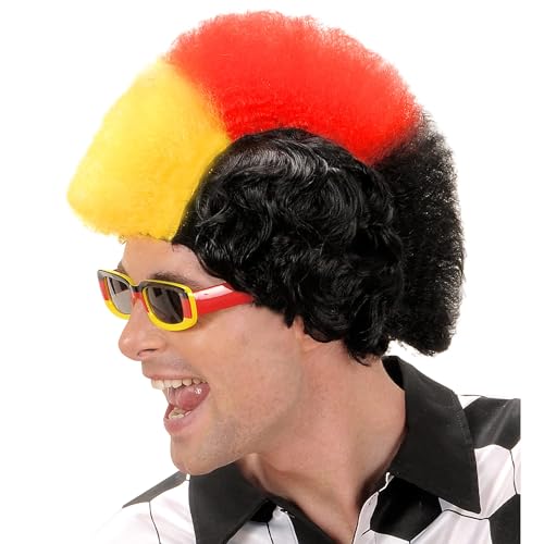 Widmann P0707 - Perücke Fan, schwarz-rot-gold, Deutschland Fan, Irokesenschnitt, Sportfan, Weltmeisterschaft, Mottoparty, Karneval von W WIDMANN MILANO Party Fashion