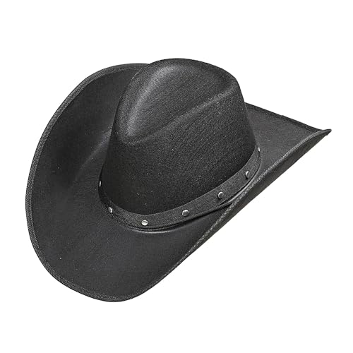 Widmann 01101 - Cowboy Hut mit Nieten, Schwarz, Wilder Westen, Hut, Kopfschmuck, Accessoire, Karneval, Mottoparty von W WIDMANN MILANO Party Fashion