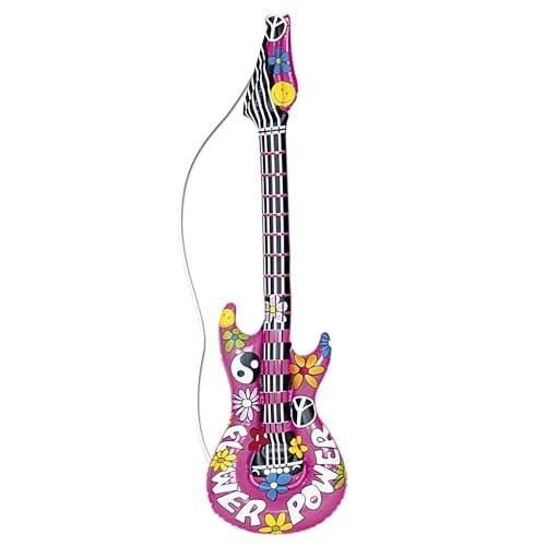 W WIDMANN MILANO Party Fashion 23944 - Aufblasbare Gitarre, Flower Power, Länge circa 105 cm, Hippie, Musiker, Sänger, Karneval, Mottoparty von W WIDMANN MILANO Party Fashion