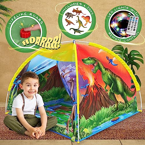 W&O Tenda per Bambini Dino Super Dome Con Tasto Ruggito - Tenda Dinosauro per Bambini Con Luci a LED - Tenda Bambini Interno ed Esterno - Tenda Gioco Bambini – Tende Dinosauri Giocattolo von W&O