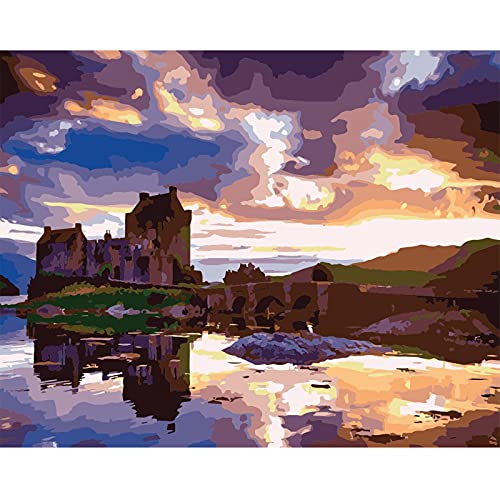 WACYDSD Malen nach Zahlen Eilean Donan Castle Schottland DIY einzigartiges Geschenk Handgemalt Ölgemälde für Zuhause Wanddekoration Kunstwerke rahmenlos von WACYDSD