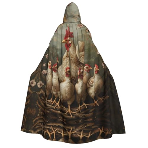 WAFICAC A Brood of Chickens Print Unisex Kapuzenumhang für Erwachsene Zaubererrobe Herren Cosplay Cape Karneval Mottoparty Dekor von WAFICAC