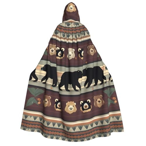 WAFICAC Bär Druck Unisex Erwachsene Mit Kapuze Mantel Wizard Robe Männer Cosplay Cape Karneval Thema Party Decor von WAFICAC