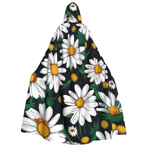 WAFICAC Blumen Blumen Gänseblümchen Druck Unisex Erwachsene Mit Kapuze Mantel Wizard Robe Männer Cosplay Cape Karneval Thema Party Decor von WAFICAC