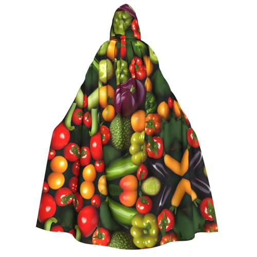 WAFICAC Gemüse-Obst-Druck Unisex Erwachsene Kapuzenumhang Wizard Robe Männer Cosplay Cape Karneval Thema Party Dekor von WAFICAC