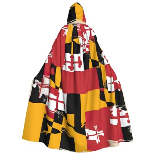 WAFICAC Maryland Flagge Print Unisex Erwachsene Kapuzenumhang Zauberer Robe Männer Cosplay Cape Karneval Thema Party Dekor von WAFICAC