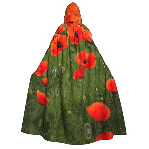 WAFICAC Mohnblumen Blütenblätter Druck Unisex Erwachsene Kapuzenumhang Zauberer Robe Männer Cosplay Cape Karneval Thema Party Dekor von WAFICAC