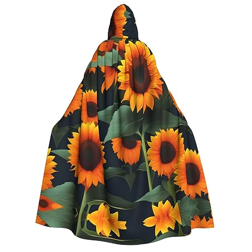 WAFICAC Orange Sonnenblumen Druck Unisex Erwachsene Mit Kapuze Mantel Wizard Robe Männer Cosplay Cape Karneval Thema Party Decor von WAFICAC