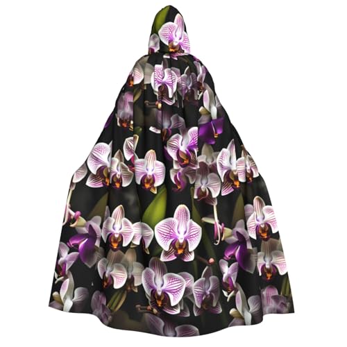 WAFICAC Orchideen Druck Unisex Erwachsene Mit Kapuze Mantel Wizard Robe Männer Cosplay Cape Karneval Thema Party Decor von WAFICAC