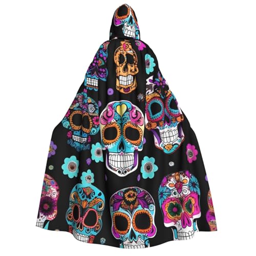 WAFICAC Sugar Skull Print Unisex Erwachsene Kapuzenumhang Zauberer Robe Männer Cosplay Cape Karneval Thema Party Dekor von WAFICAC