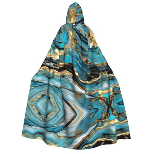 WAFICAC Türkis Blau Gold Marmor Druck Unisex Erwachsene Mit Kapuze Mantel Wizard Robe Männer Cosplay Cape Karneval Thema Party Decor von WAFICAC