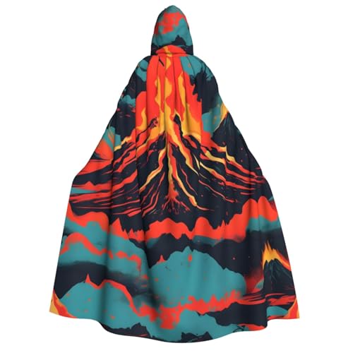 WAFICAC Vulkan Druck Unisex Erwachsene Mit Kapuze Mantel Wizard Robe Männer Cosplay Cape Karneval Thema Party Decor von WAFICAC