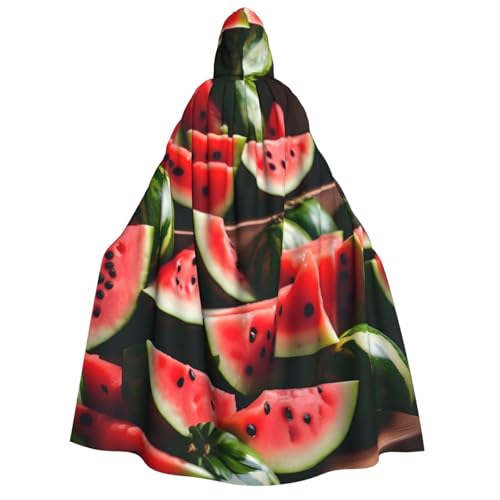 WAFICAC Wassermelonen-Frucht-Druck, Unisex, für Erwachsene, mit Kapuze, Umhang, Zaubererrobe, Herren, Cosplay, Umhang, Karnevalsthema, Party-Dekor von WAFICAC