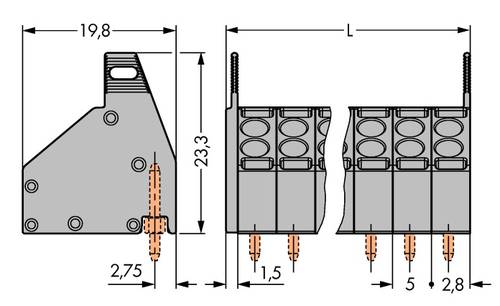 WAGO 806-206 Federkraftklemmblock 1.50mm² Polzahl 6 Grau 150St. von WAGO