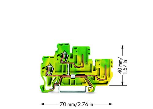 WAGO 870-107 Doppelstock-Basisklemme 5mm Zugfeder Belegung: PE Grün, Gelb 50St. von WAGO