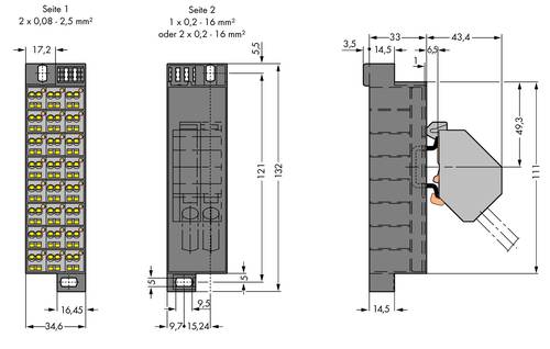 WAGO 726-601 Potenzialklemme Zugfeder Belegung: L Grau 10St. von WAGO