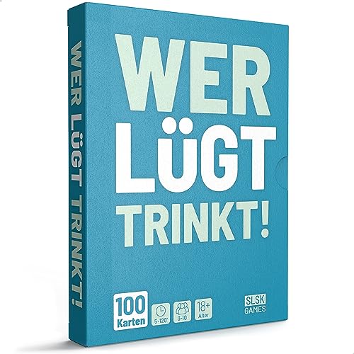 SLSK Games Wer lügt trinkt! - Lügen haben Konsequenzen ... - Trinkspiel mit 100 Karten - Saufspiel - Kartenspiel - Partyspiele für Erwachsene - Trinkspiele Partyspiele ab 18 - deutsche Version von SLSK Games