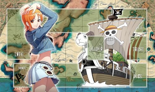 WAIFUWORLD SHOP One Piece Playmat Nami (Design #3) Spielmatte mit Zonen | Trading Card Game Playmat kompatibel mit One Piece Trading Card Game | Kartenspielmatte von WAIFUWORLD SHOP