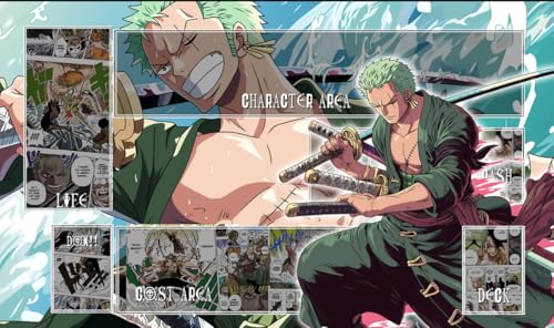 WAIFUWORLD SHOP One Piece Playmat Roronoa Zoro/Zorro (Design #2) Spielmatte mit Zonen | Trading Card Game Playmat kompatibel mit One Piece Trading Card Game | Kartenspielmatte von WAIFUWORLD SHOP