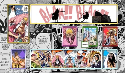 WAIFUWORLD SHOP One Piece Spielfeld Doflamingo Spielmatte mit Zonen | Trading Card Game Playmat kompatibel mit dem One Piece Trading Card Game | Kartenspielmatte im Doflamingo Motiv von WAIFUWORLD SHOP