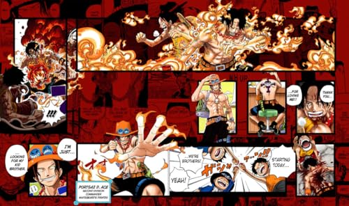 WAIFUWORLD SHOP One Piece Spielfeld Portgas D. Ace Spielmatte mit Zonen | Trading Card Game Playmat kompatibel mit One Piece Trading Card Game | Kartenspielmatte Portgas D. Ace von WAIFUWORLD SHOP