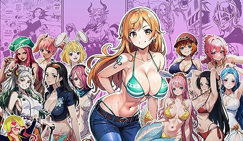 WAIFUWORLD SHOP One Piece Spielfeld Waifu Spielmatte mit Zonen | Trading Card Game Waifu Playmat kompatibel mit dem One Piece Trading Card Game | Kartenspielmatte im Waifu Motiv von WAIFUWORLD SHOP