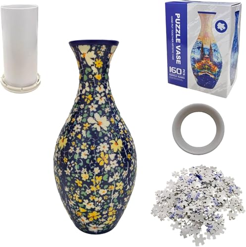 3D Puzzles vase für Erwachsene aus 160 gebogenen Kunststoff-Puzzleteilen,DIY Kunst und Handwerk Puzzle Kit für Blumenarrangements und Aesthetic Room Decor Neujahrsgeschenk (25x11x11cm,Farbe 5) von WANAHTON